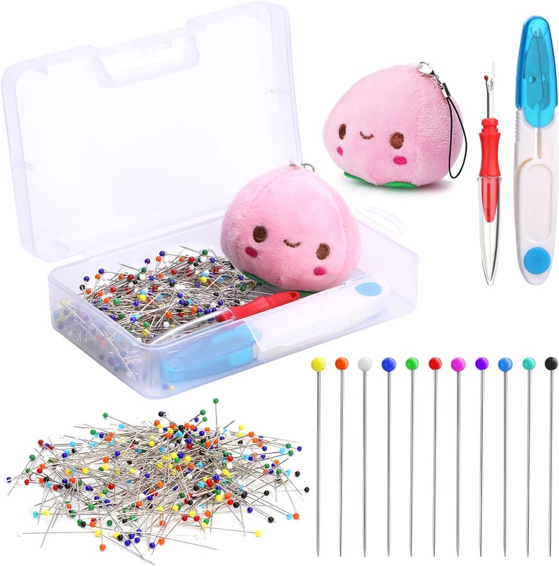 Kogyxe 400pcs Sewing Pins, 1.5inch Straight Pins for Fabric, Multicolor Pearlized Ball Head Pins with Pin Cushion and Other Sewing Accessories for Dressmaker, Jewelry DIY Decoration and Project - Image 1